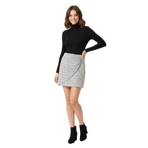 Shein Black and White Knit Wrap Around Style High Waist Mini Skirt